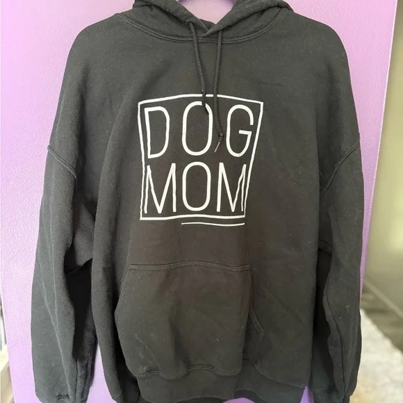 Tops - Dog Mom Pullover Hoodie - Black